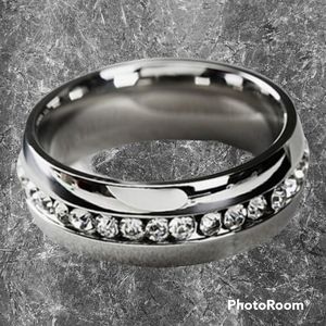 Stainless steel & rhinestone band